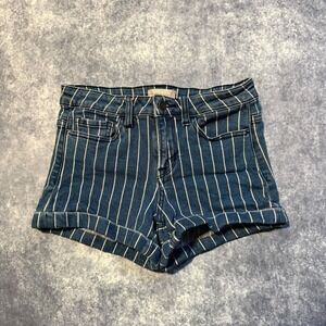 Altar'd State Womens Blue White Striped Denim Shorts Size 3 Cuffed Hem Pockets